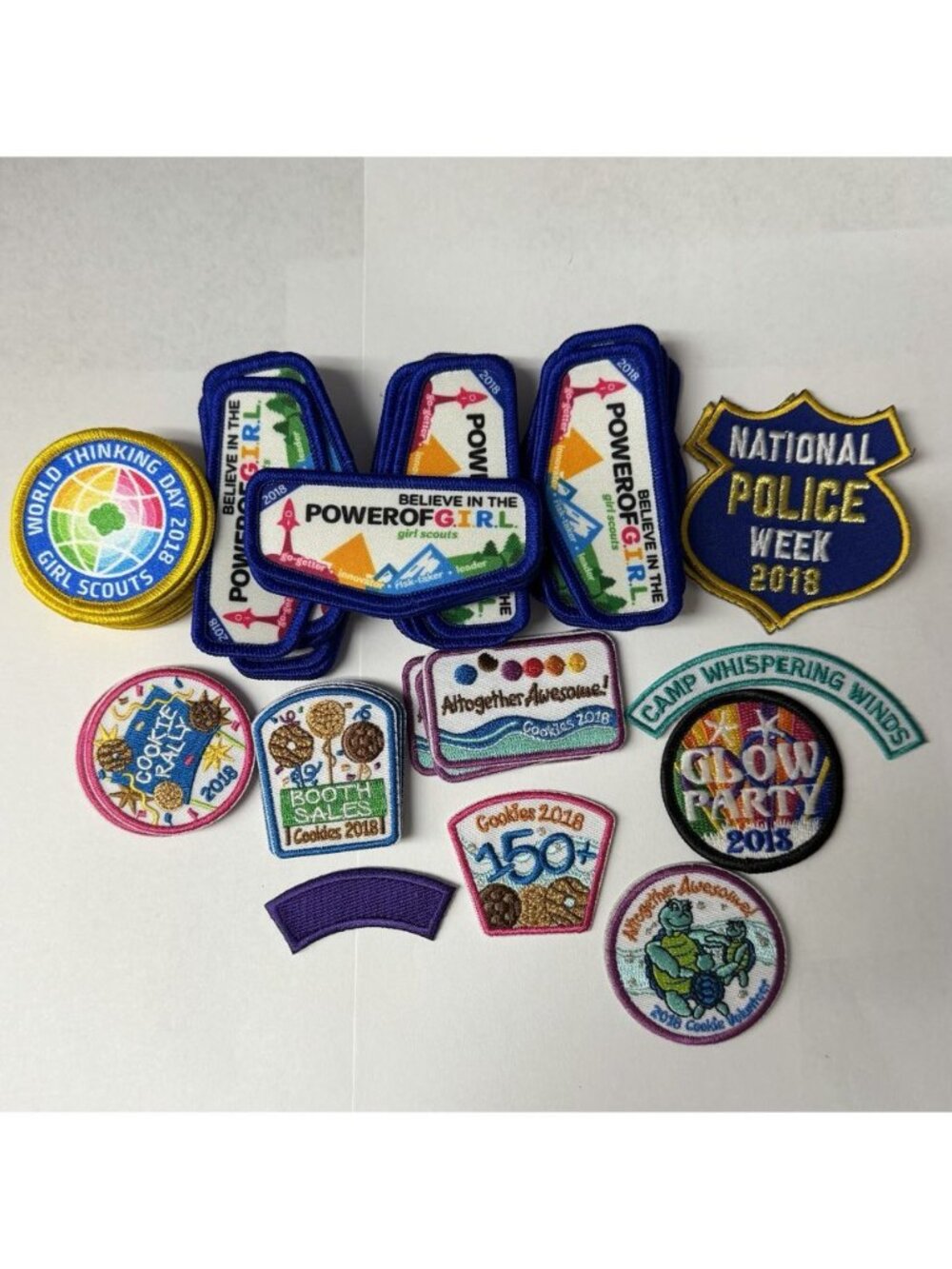 LOT 64 BSA / Girl Scouts Patches 2018 Cookie Season World Thinking Day Police